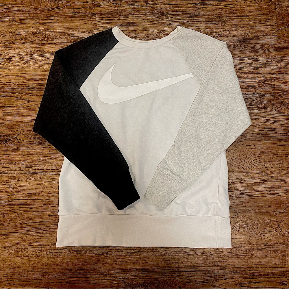 Cream Nike Crew with charcoal sleeve